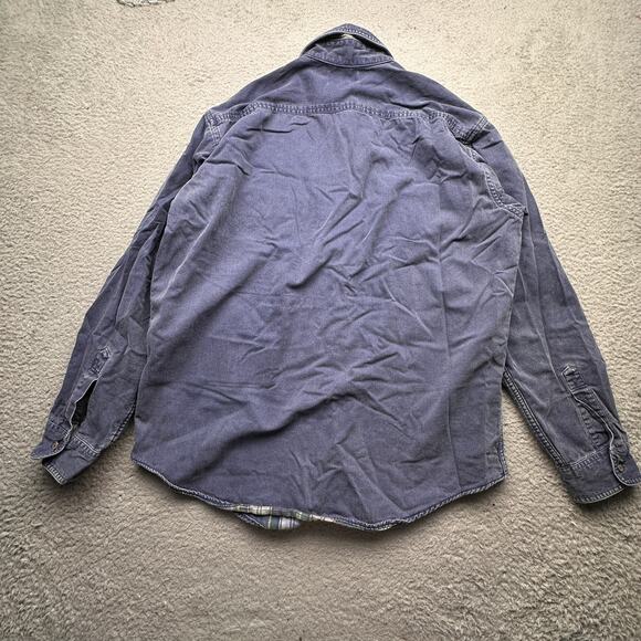 Vintage 90s LL Bean Flannel Lined Chambray Button Long Sleeve Shirt Mens Large - Picture 11 of 12